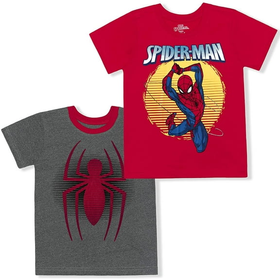 Spiderman Boys 2 Pack Character Short Sleeve Tees, 4-7