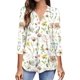 thumbnail image 3 of Camisetas de manga 3/4 con cuello en V para mujer 2023 - Tops tipo túnica de negocios con estampado floral - Blusas de trabajo sueltas informales y elegantes, 3 of 5