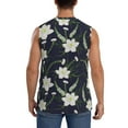thumbnail image 4 of Lsque Lilies Flowers Print Men's Cotton Blend Sleeveless Muscle Shirts (S-3XL)- Moisture Wicking, Odor Protection, UPF 30+,XX-Large, 4 of 8