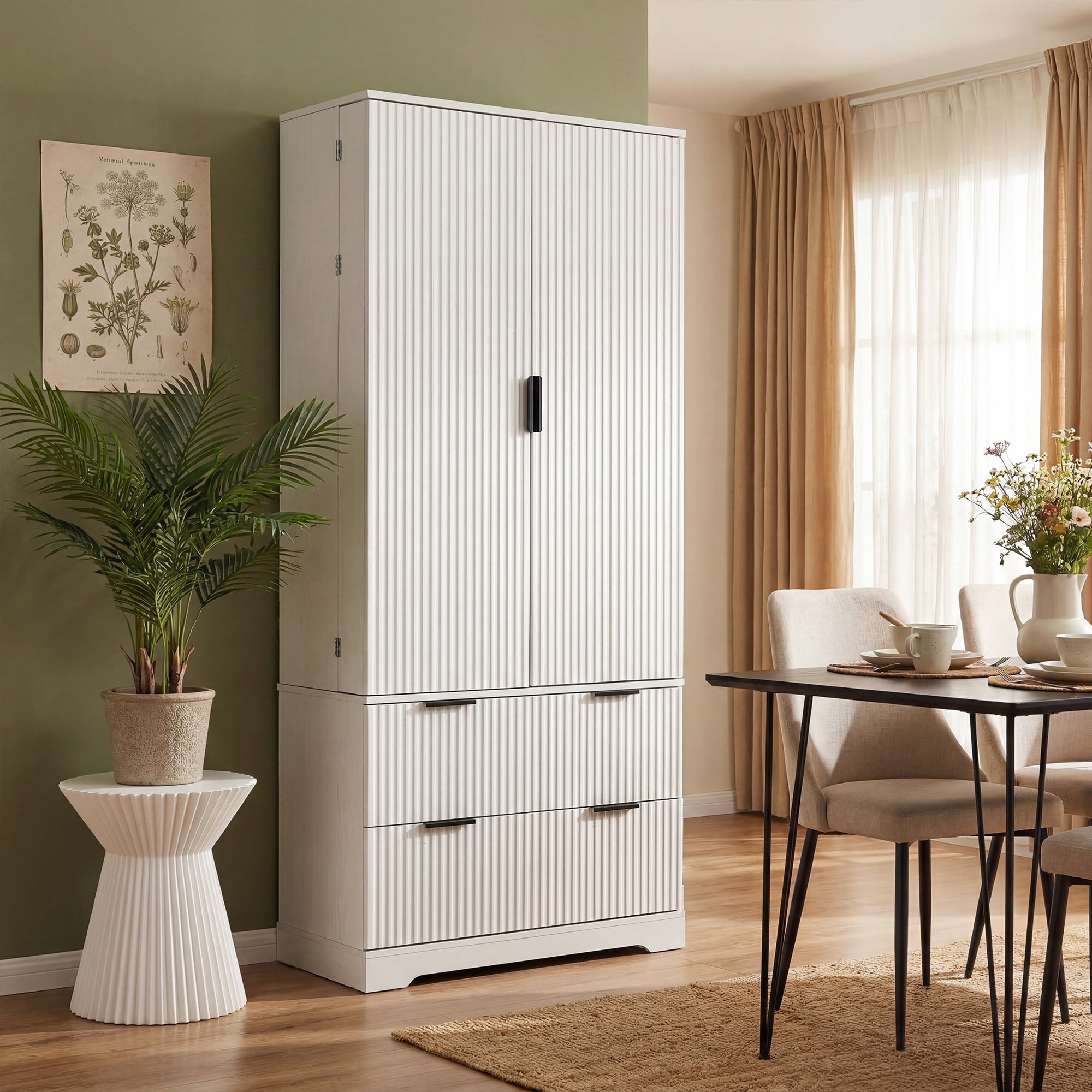 Leumius 72" Tall Kitchen Pantry Cabinet with 2 Large Drawers & 8-Door Spice Rack,Modern Freestanding Storage Organizer for Kitchen,Dining Room,Bathroom,Living Room,White