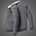 thumbnail image 4 of Hfyihgf Men's Corduroy Denim Trucker Jackets Vintage Fleece Sherpa Lined Lapel Full Zip Up Thickened Winter Coats Outwear(Gray,3XL), 4 of 9
