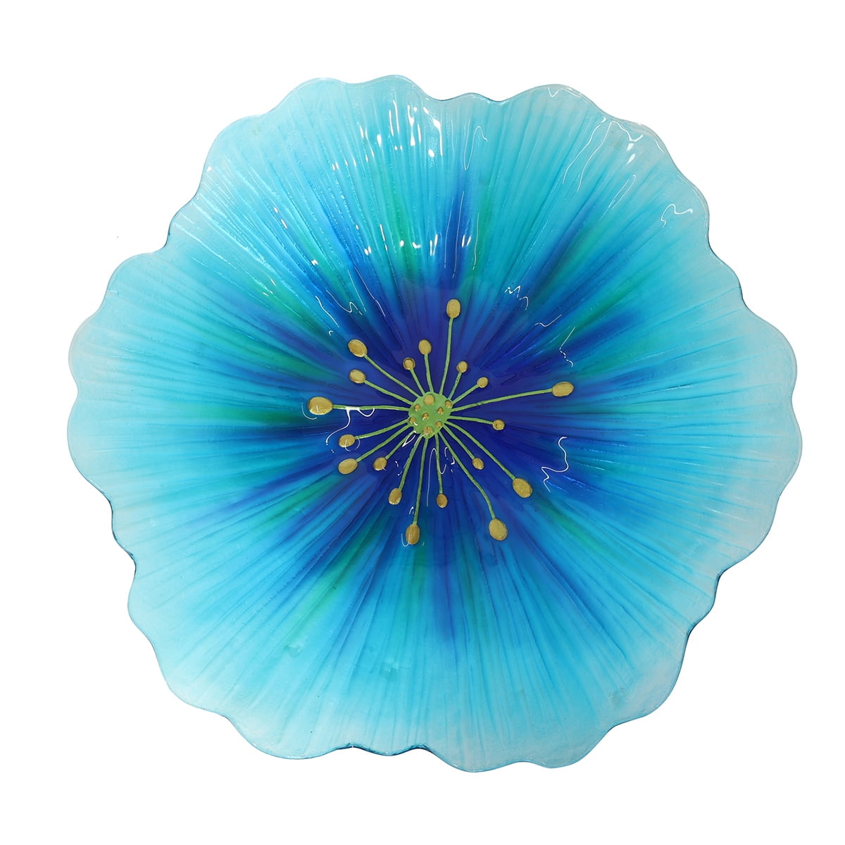 Briarwood Lane Everyday Glass Birdbath Including Metal Stand Blue Pansy Birdbath