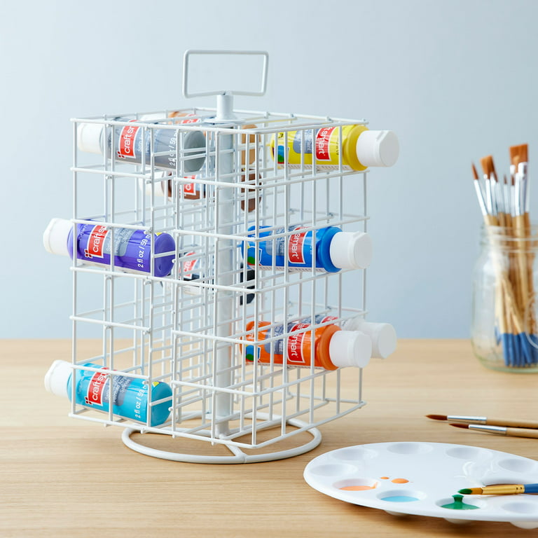 Spinning Paint Storage Tower by Craft Smart - Each Paint Storage Organizer Holds Up to 48 (2oz) Bottles - White, 6 Pack, Size: 6.9” x 11.82” x 6.9”