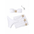 thumbnail image 4 of PWPSG Halter Triangle Bikini Two Piece Swimsuit with Starfish Accent Matching Wrap Skirt White M, 4 of 7