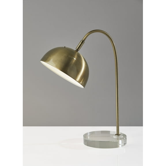Adesso Dome Task Lamp, Brass and Clear Glass