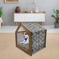 thumbnail image 3 of Damask Pet House, Blooming Flower Bouquets with Leaves in Contrasting Colors Bridal Composition, Outdoor & Indoor Portable Dog Kennel with Pillow and Cover, 5 Sizes, Dark Taupe White, by Ambesonne, 3 of 5