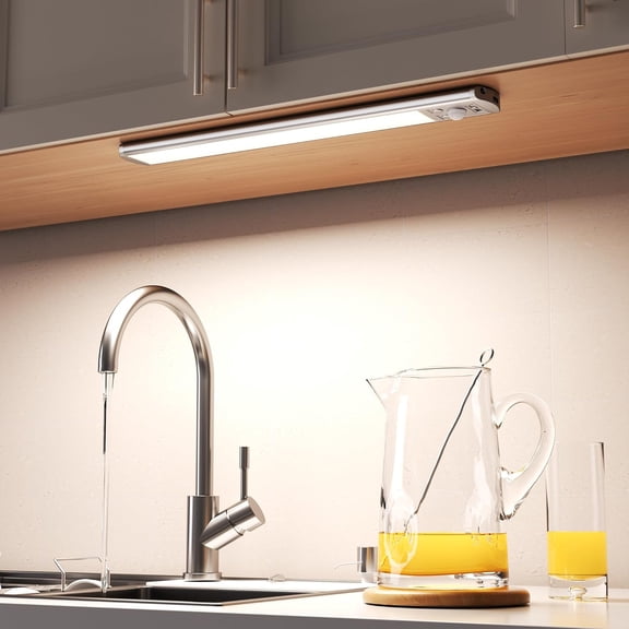 Under Cabinet Lighting Motion Sensor Closet Lights Battery Operated Dimmable, 91 LED Recharable Under Sink Light, Wireless Under Counter Lights for Pantry RV Step Night Light Hallway