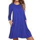 thumbnail image 1 of Vestido de otoño de color liso con cuello redondo y bolsillos grandes, 1 of 6