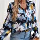 thumbnail image 1 of Camisa Superior Blusas femeninas Tops Casual Impreso Elegante Cómodo Turndown Collar Streetwear Traje Cgtredaw L Azul para Mujer, 1 of 8