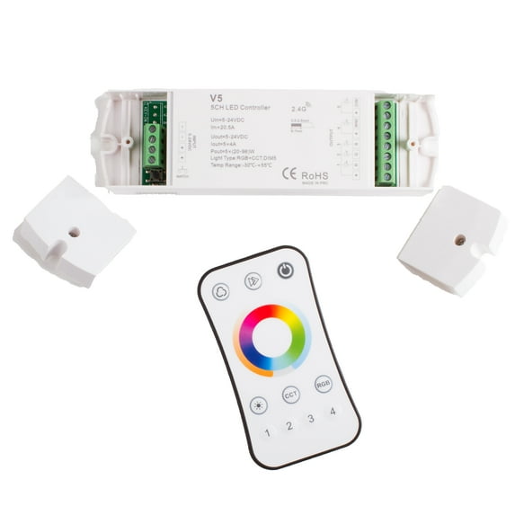 LEDUPDATES RGB RGBW WW/CW CCT LED Strip Light Controller 5 in 1 Compatible with Color Change RGB + Warm + Cool White LED Strip Light Change from 2700K to 6500K