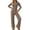 Brown, variant on LEKWK Matching Workout Sets for Women Striped 2 Piece Lounge Set V Neck Long Sleeve Slim Crop Top and Wide Leg Pants Fall Winter Casual Sleepwear