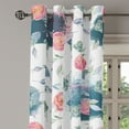 thumbnail image 3 of Ambesonne Floral Grommet Curtain, Wild Peonies Leaves Modern, 50"x60", Petrol Blue Pink Peach, 3 of 5