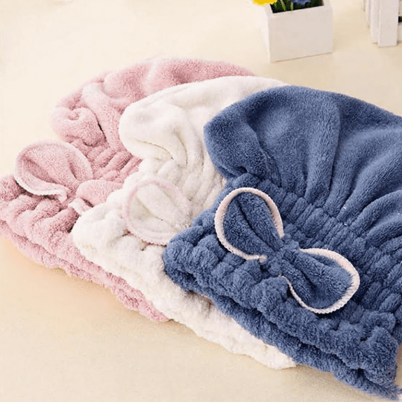 3 Pack Microfiber Hair Drying Towel Cap Super Absorbent Magic Hair Turban Wrap for Women Wet Short or Long Girls Hair Anti Frizz Bathroom Essential