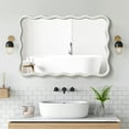 thumbnail image 6 of White Wavy Mirror Solid Wood- Squiggly Mirror Vanity Modern Wall Decor for Bathroom, 6 of 8