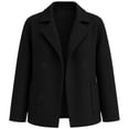 thumbnail image 4 of Mifsaly Womens Cropped Trench Jackets Notched Lapel Double Breasted Wool Coats Fall Winter Fashion Stylish Going Out Dating Shopping Work Office Casual Outfits Black,S, 4 of 7