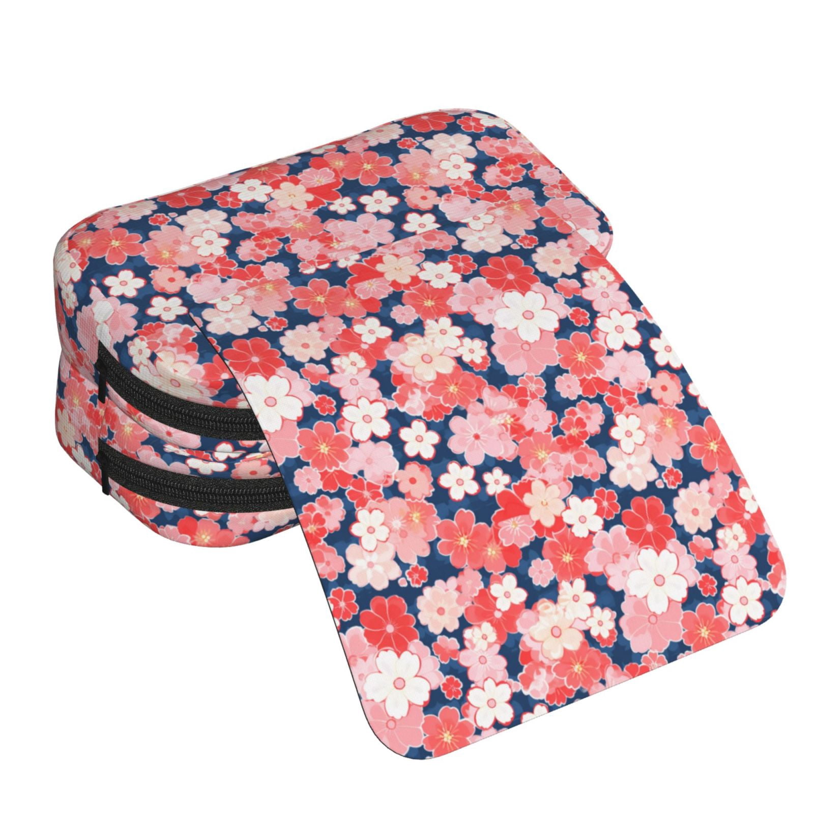 Rateoe Japanese Cherry Blossoms Pattern Double Clamshell Pen Case, Storage Organizer with Two Zipper Compartments– Holds Up to 50 Pencils & Pens