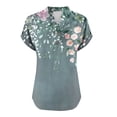 thumbnail image 5 of Mceream Womens Short Sleeve Henley Tops Cotton Loose Fit Linen V Neck Dressy Casual Blouses Print Button Down Shirt Summer Outfits Vacation Fashion Clothes Army Green M, 5 of 5