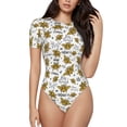 thumbnail image 2 of Picia Hohey Bee Golden2 Womens One Piece Swimsuits Modest Tummy Control Bathing Suits Lace Up Slimming Swim Suit-Large, 2 of 9