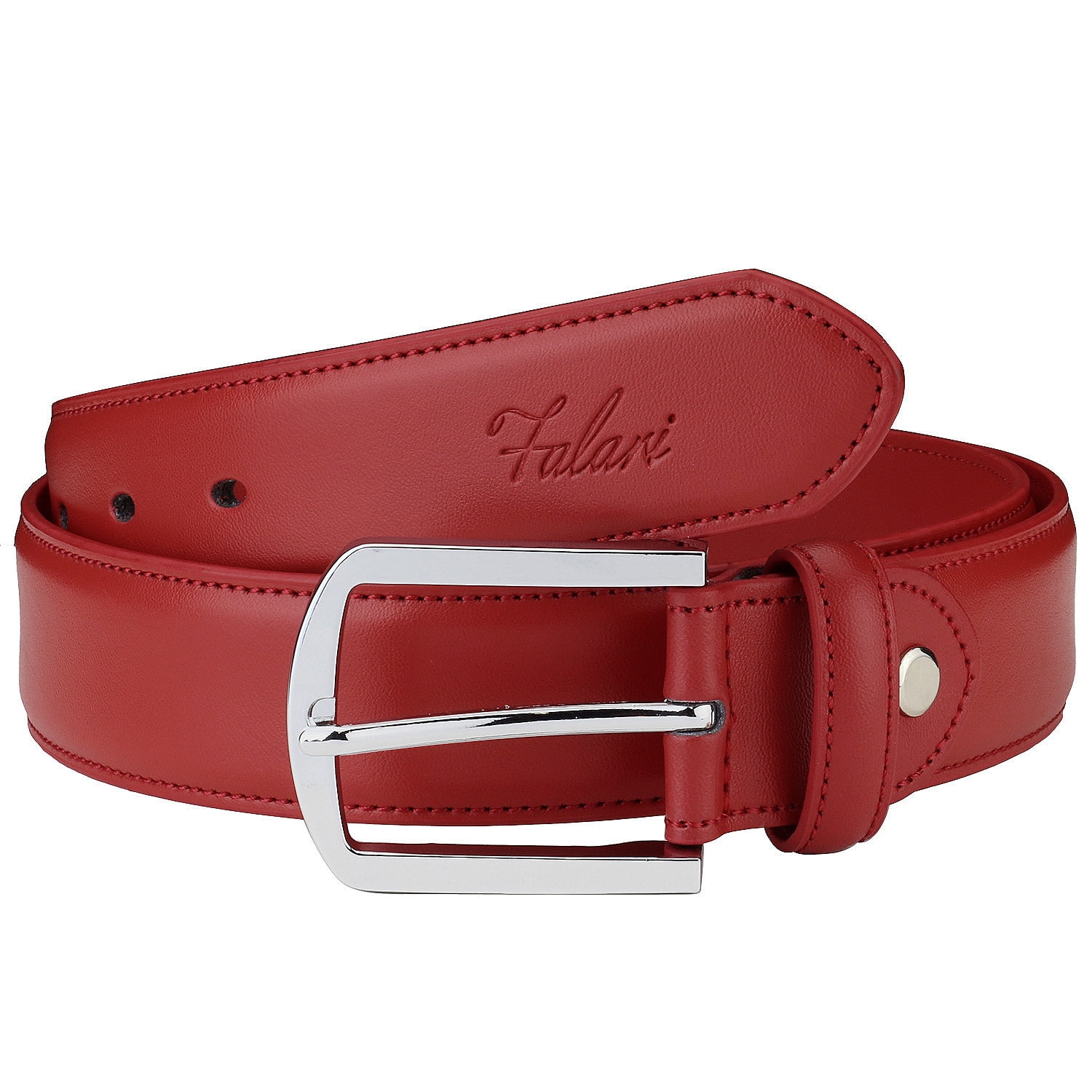 ?️NIB Red Dressy Genuine Leather Belt Small Falari Men Genuine Leather Casual Dress Belt With Single  main image 4