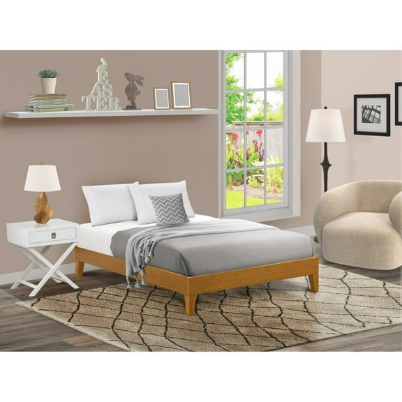 East West Furniture Navarro Traditional Engineered Wood Full Bed in Oak