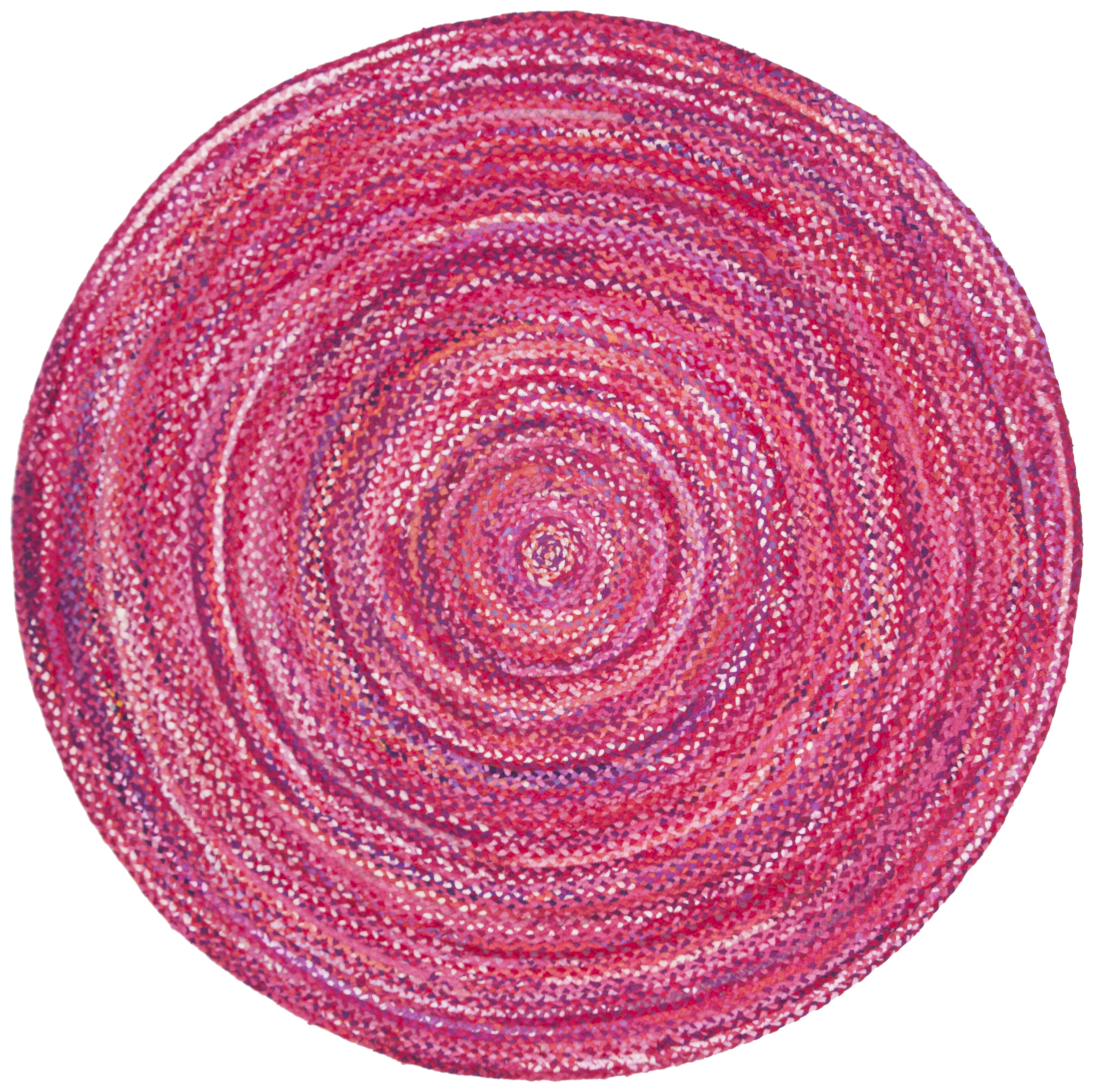 SAFAVIEH Braided Calvin Transitional Cotton Reversible Area Rug, Pink/Fuchsia, 6' x 6' Round