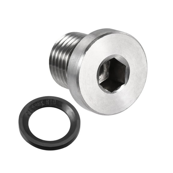 Uxcell Stainless Steel Inner Hex Head M12x1.25 Pipe Fitting Plug with Seal Ring