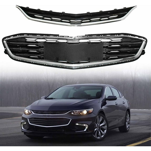 SEBLAFF Automotive Front Bumper Grilles Kits Upper Lower Replacement for 2016-2018 Malibu