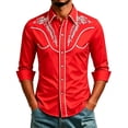 thumbnail image 4 of IWRICH Men's Western Shirts Long Sleeve Graphic Printed Cowboy Shirts Casual Button down Tops Red XXXL, 4 of 4