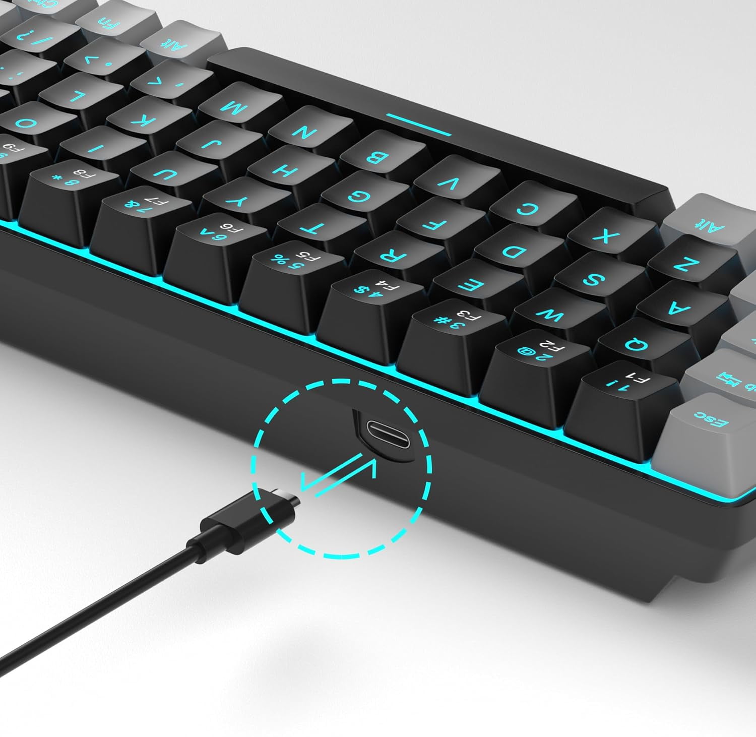 Portable 60% Mechanical Gaming Keyboard, MageGee MK-Box LED Backlit Compact 68 Keys TKL Wired Office Keyboard with Red Switch for Windows Laptop PC Mac - Black/Grey