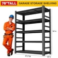 thumbnail image 2 of 46''W Garage Shelving Heavy Duty Garage Storage Shelves, 3000 LBS Adjustable 5 Tier Industrial Shelving Unit, Metal Utility Shelf for Basement, Warehouse and Workshop (72''Hx46''Wx20''D, Black), 2 of 9