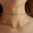 thumbnail image 2 of 2Pcs Bow Choker Necklaces for Women Dainty Bow Knot Earrings for Women Stainless Steel Hypoallergenic, 2 of 5