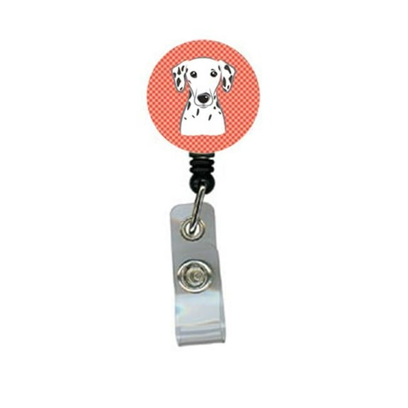 Red Checkered Dalmatian Retractable Badge Reel