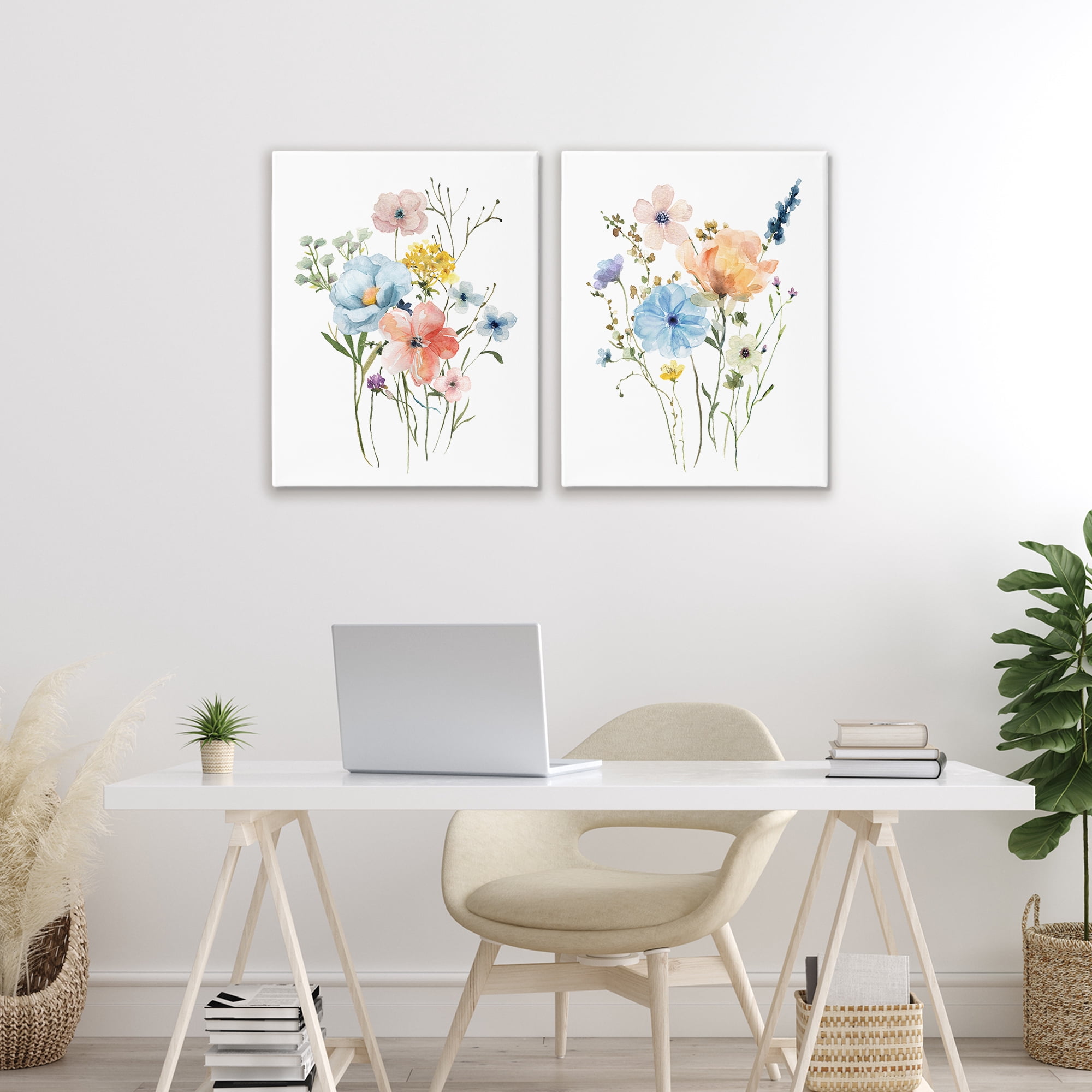 Stupell Industries Wildflower Sprig Bundles 2 Piece Canvas Wall Art Set, design by Livi Finn
