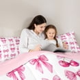 thumbnail image 4 of jejeloiu Cute Bow Knot Full Size Comforter Sets,Pink Cherries Bedding Sets For Bowtie Girl Reversible 3pcs, 4 of 7