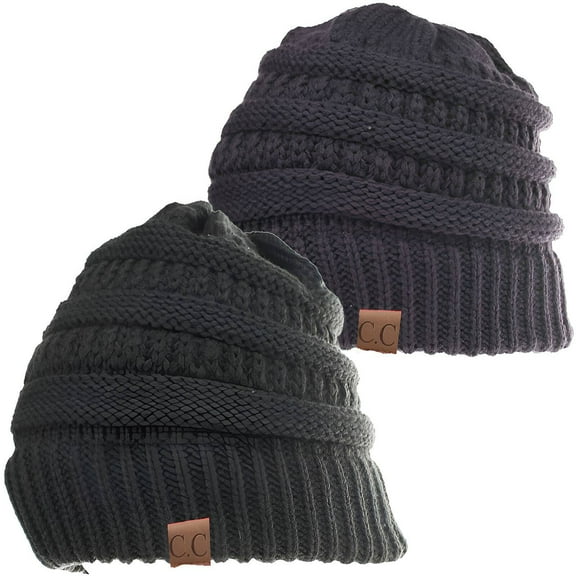 TELOLY 2Pcs Winter Hats for Men,Breathable Inner Lining Beanies Women,Keeps Cozy Mens Beanie,Black & Navy Blue