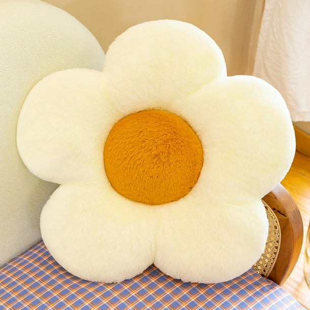 Flower Plush Throw Pillows 14Inch White Flower Floor Pillow Seating Cushion Toy for Reading Room Watching TV Walmart