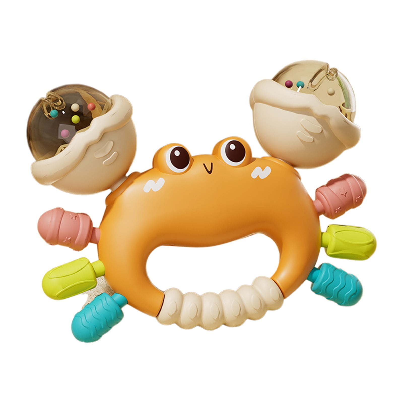 Baby Crab Rattle Toy- ABS Safe Toy for 0-6 Months Baby,Handheld Crab Shaped Toy for 6-12 Months, Early Education Grip & Smart Gift for Newborn Boys and Girls (Orange)