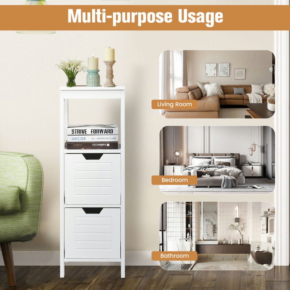 Finihen Bathroom Storage Cabinet, Bathroom Floor Cabinet, Floor Cabinet Multifunction Storage Rack Stand Organizer, for Bathroom, Living Room, Bedroom, Kitchen, White Finihen Bathroom Storage Cabinet, Bathroom Floor Cabinet, Floor Cabinet Multifunction Storage Rack Stand Organizer, for Bathroom, Living Room, Bedroom, Kitchen, White