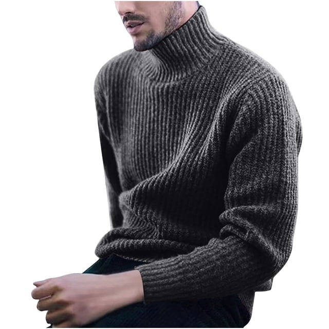 LOVZFMLL Men's Sweaters, Turtleneck Ribbed Pullover, Casual Solid Color Classic Basic Everyday, Stretchy Layering Shirt, Warm Winter Tops, Fall Clothes