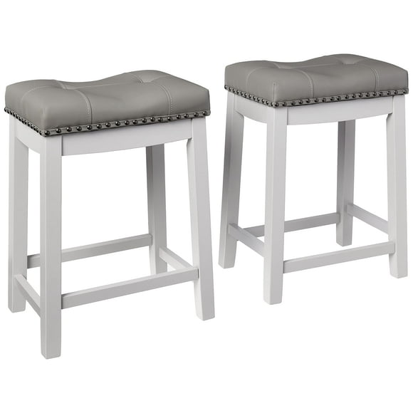 Angel Line Cambridge Bar Stools, 24" Set of 2, Gray Cushion