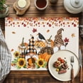 thumbnail image 4 of Gnome Pumpkin Placemats Set of 2 Thanksgiving Sunflower Heat Insulated Linen Place Mats, Washable Stain-Proof Table Mats for Dining Tables Holiday Decor 13x19inch, 4 of 9
