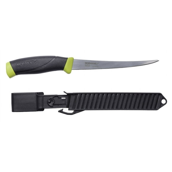 Morakniv Companion Sandvik Stainless Steel Fish Fillet Knife with Sheath, Black/Yellow, 6.1 Inch