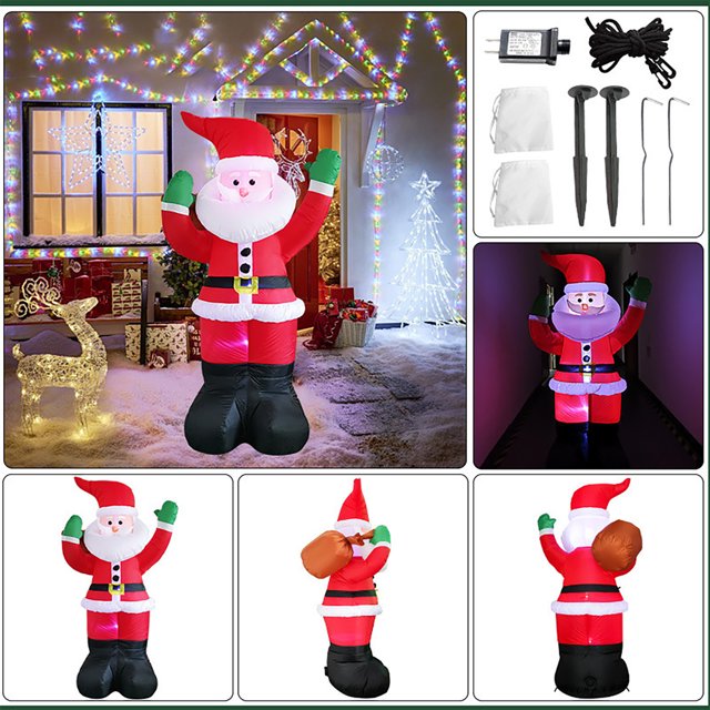 6FT Inflatable Santa Claus Outdoor Indoor Decoration 50% off Clearance, Inflatable Santa Claus Decoration With A Large Gift Bag On His Back And Built-in LED Lights