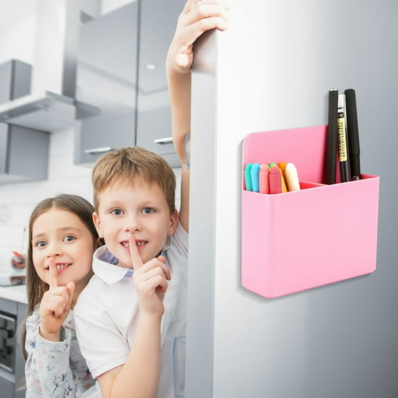 Magnetic Pen Holder Double Pen Holders Stand Strong Magnet Marker Holder for Refrigerator Whiteboard Locker Accessories, Plastics Multicolored