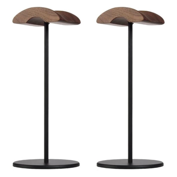 2X Soporte de Auriculares, Soporte de Auriculares Hecho de Madera de Nogal Y Aluminio, Soporte de Auriculares de Juegos de Nogal Natural con Base Pesada