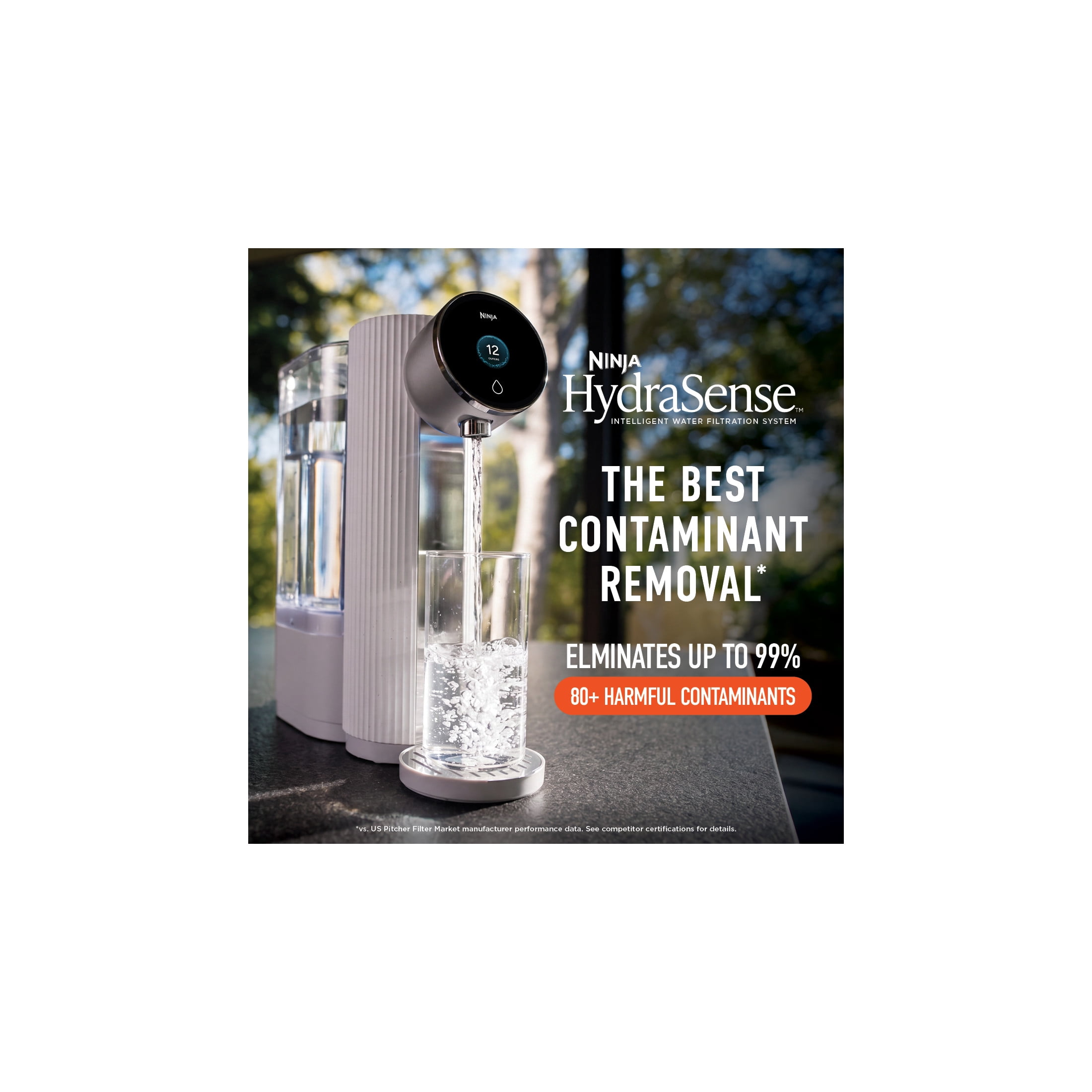 Ninja HydraSense 96-oz Water Filtration System, Intelligent Water Filtration System, Removes Lead, Mercury, Chlorine, Microplastics, WF1001WH1 Dove