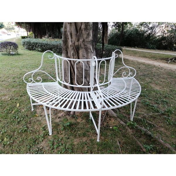 WHITE METAL TREE GARDEN BENCH