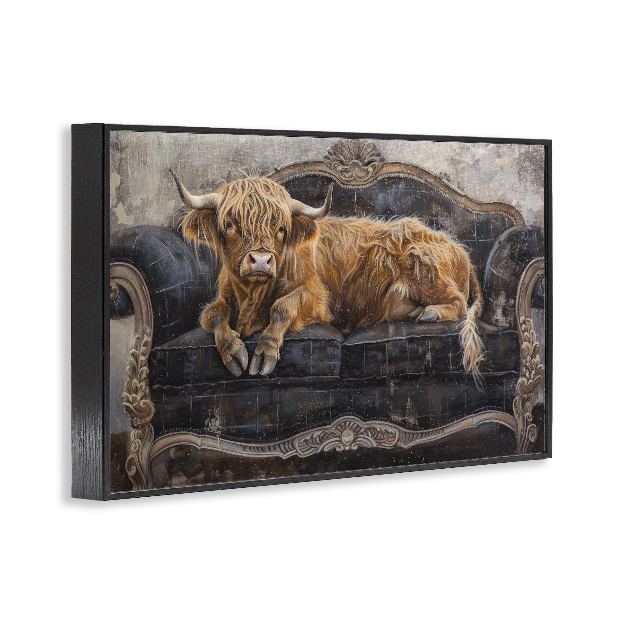 Stupell Industries Cozy Couch Highland Cow Black Framed Giclee Art, design by Tina LeCour