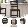 thumbnail image 6 of BizChair Commercial Grade Wooden Classic Ladderback Bar Height Barstool with Solid Wood Seat, Gray Wash Walnut, 6 of 12