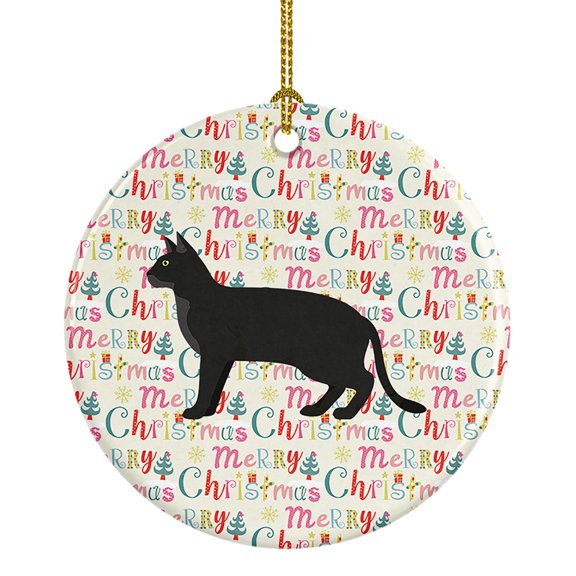 Chausie Black Cat Christmas Ceramic Ornament 2.8 in x 2.8 in